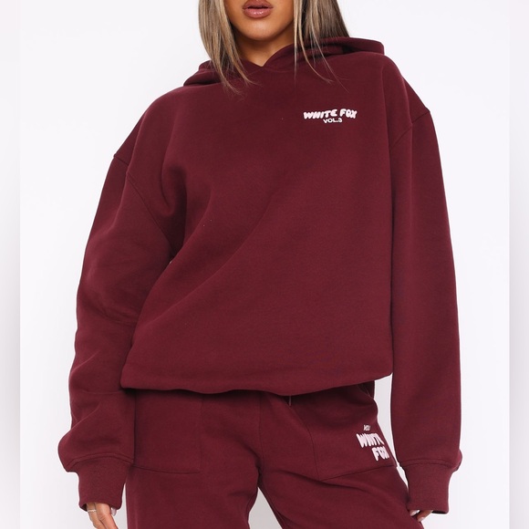 White Fox Boutique Tops - BNWOT White Fox Burgundy Graphic Hoodie